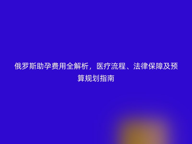 俄罗斯助孕费用全解析，医疗流程、法律保障及预算规划指南