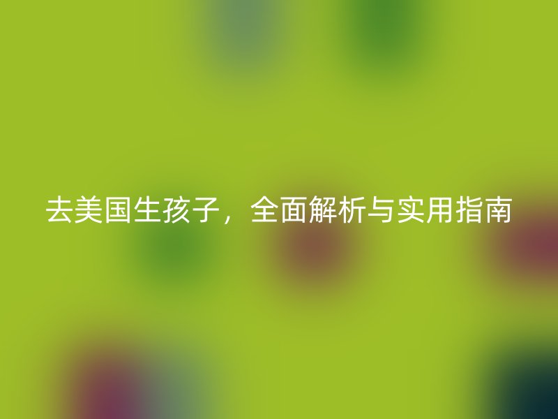去美国生孩子，全面解析与实用指南