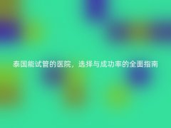 泰国能试管的医院，选择与成功率的全面指南
