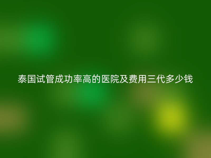 泰国试管成功率高的医院及费用三代多少钱