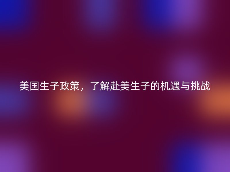 美国生子政策，了解赴美生子的机遇与挑战