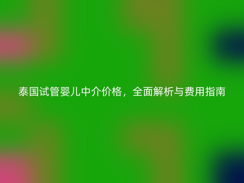泰国试管婴儿中介价格，全面解析与费用指南