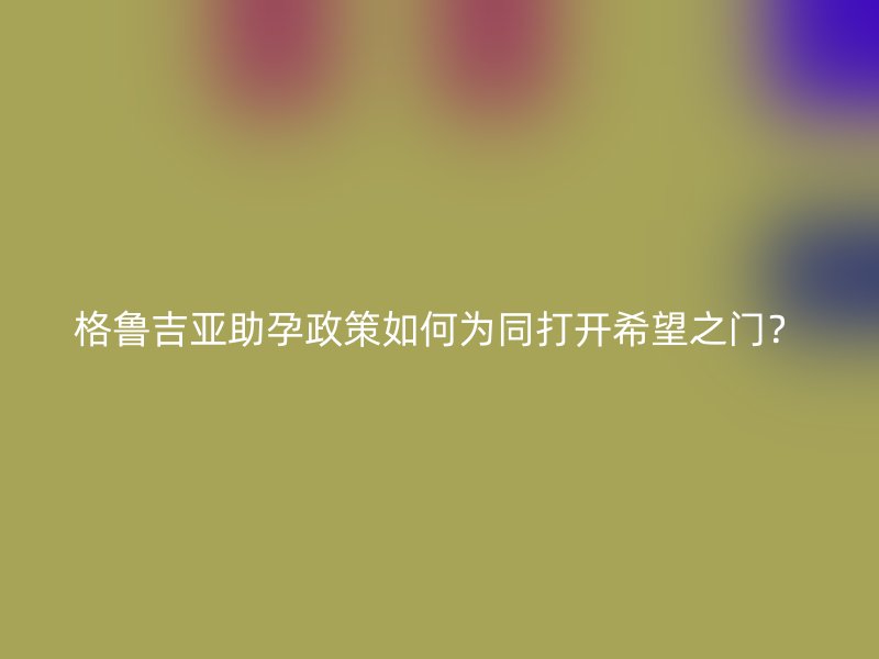 格鲁吉亚助孕政策如何为同打开希望之门?