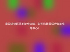 泰国试管医院地址全攻略，如何选择最适合你的生育中心？
