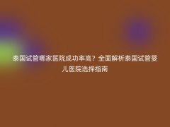 泰国试管哪家医院成功率高？全面解析泰国试管婴儿医院选择指南