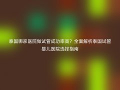 泰国哪家医院做试管成功率高？全面解析泰国试管婴儿医院选择指南