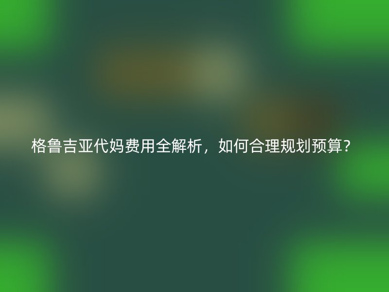 格鲁吉亚代妈费用全解析，如何合理规划预算？