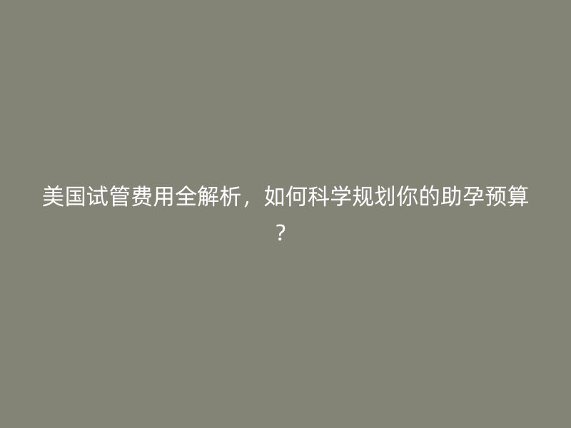 <a href='/tags/33_1.html' target='_blank'><u>美国试管费用</u></a>全解析,如何科学规划你的助孕预算?