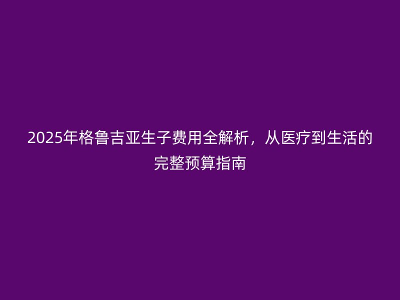2025年格鲁吉亚生子费用全解析，从医疗到生活的完整预算指南