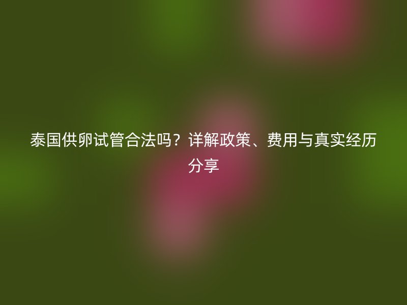 泰国供卵试管合法吗?详解政策、费用与真实经历分享