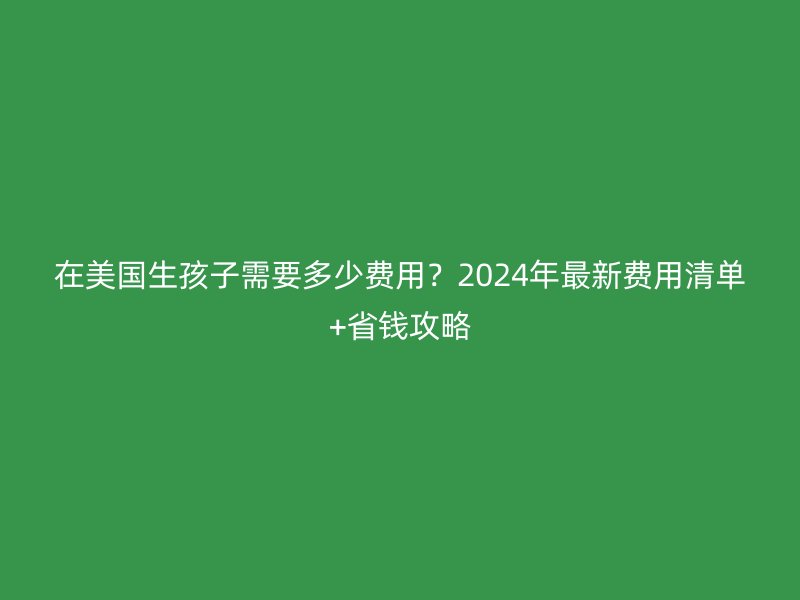 在美国生孩子需要多少费用?2024年最新费用清单+省钱攻略
