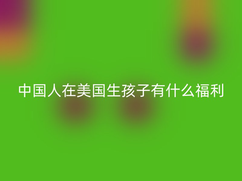 中国人在美国生孩子有什么福利