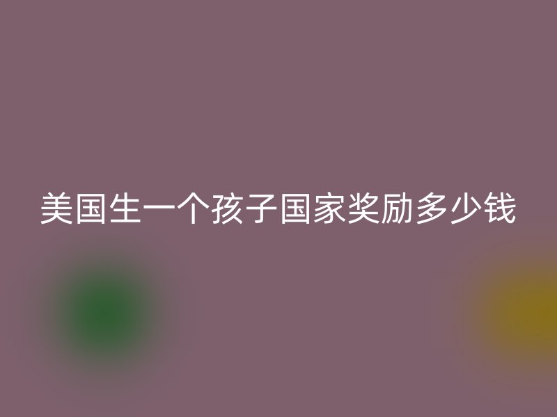 美国生一个孩子国家奖励多少钱