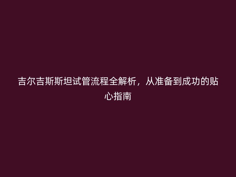 吉尔吉斯斯坦试管流程全解析，从准备到成功的贴心指南