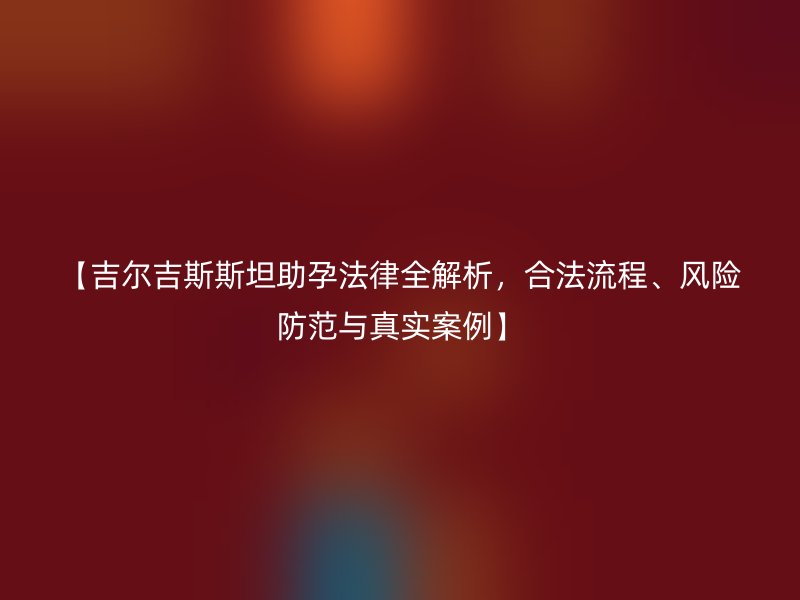 【吉尔吉斯斯坦助孕法律全解析，合法流程、风险防范与真实案例】