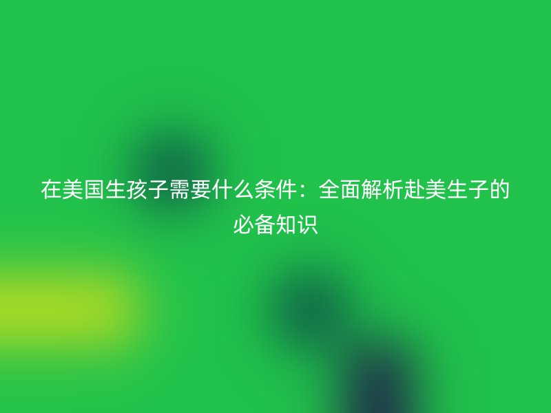 在美国生孩子需要什么条件：全面解析赴美生子的必备知识