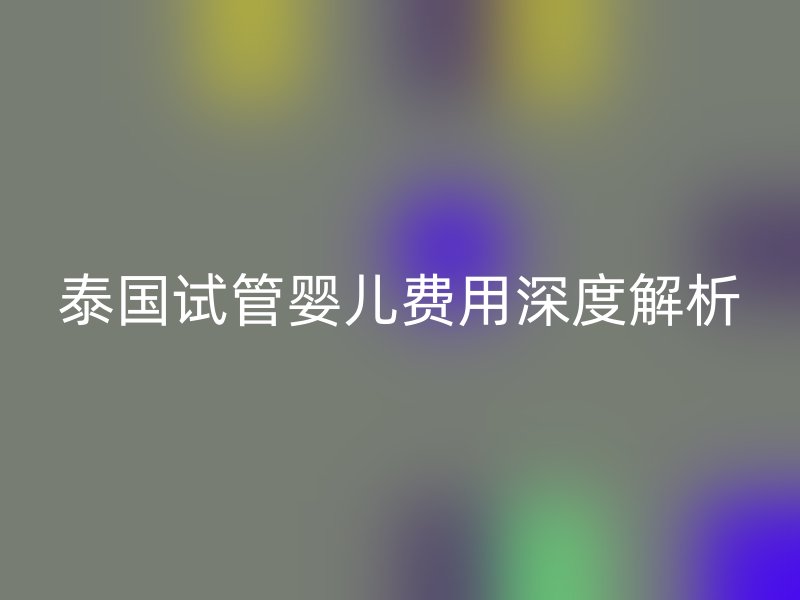 泰国试管婴儿费用深度解析
