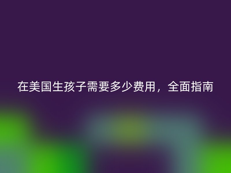 在美国生孩子需要多少费用，全面指南