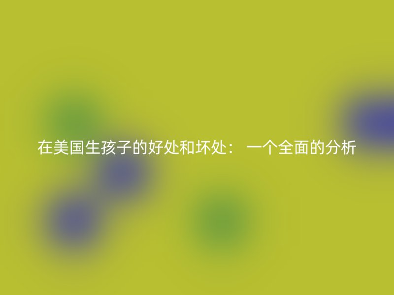 在美国生孩子的好处和坏处： 一个全面的分析
