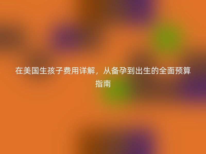 在美国生孩子费用详解，从备孕到出生的全面预算指南