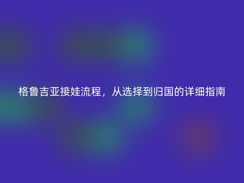 格鲁吉亚接娃流程,从选择到归国的详细指南