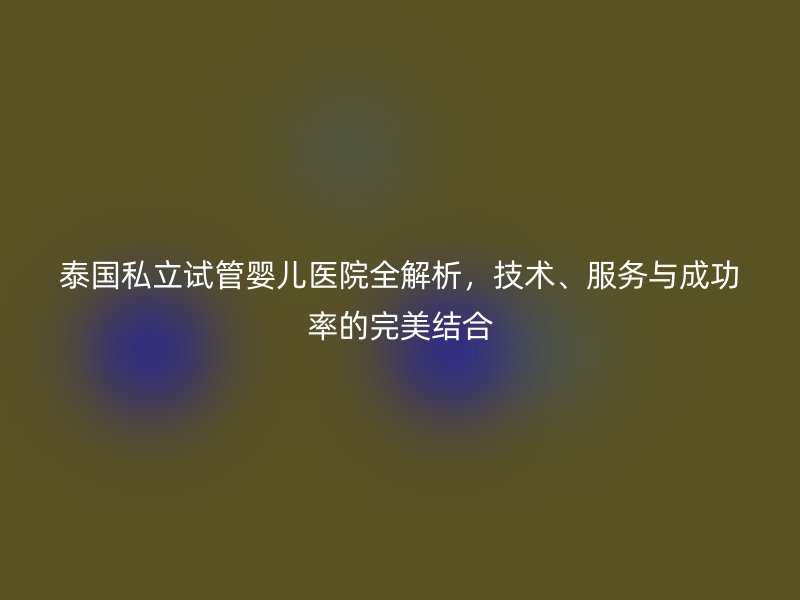 泰国私立试管婴儿医院全解析,技术、服务与成功率的完美结合