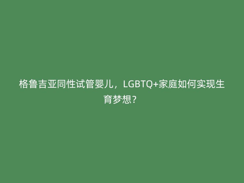格鲁吉亚<a href='/tags/29_1.html' target='_blank'><u>同性</u></a>试管婴儿，LGBTQ+家庭如何实现生育梦想？