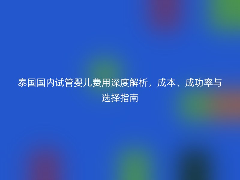 泰国国内试管婴儿费用深度解析,成本、成功率与选择指南