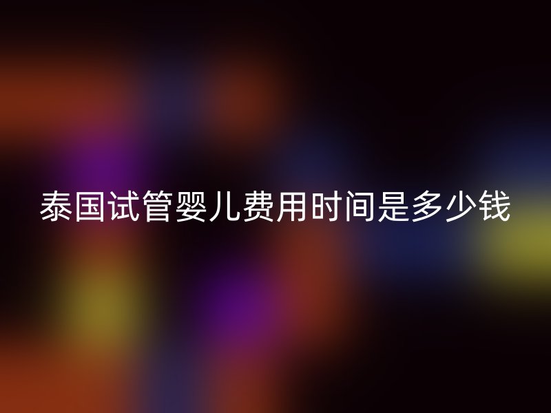 泰国试管婴儿费用时间是多少钱