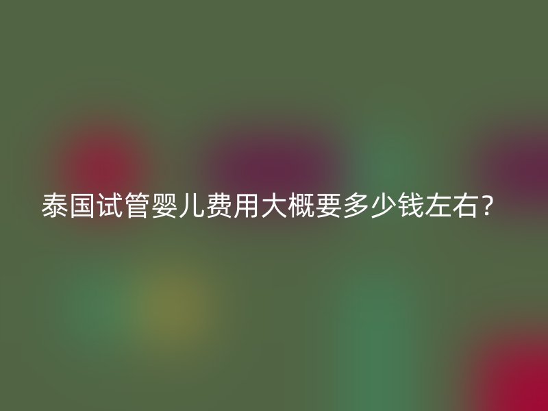 泰国试管婴儿费用大概要多少钱左右？