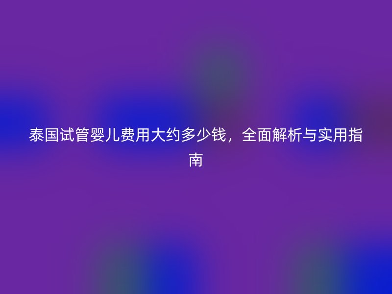 泰国试管婴儿费用大约多少钱，全面解析与实用指南