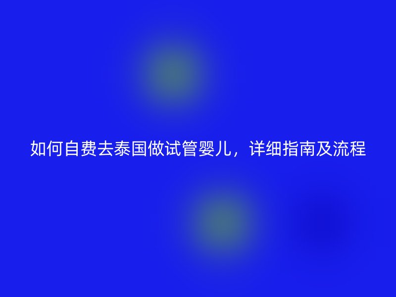 如何自费去泰国做试管婴儿，详细指南及流程