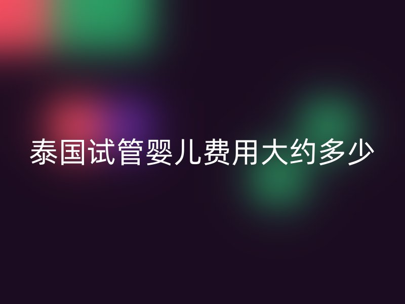 泰国试管婴儿费用大约多少