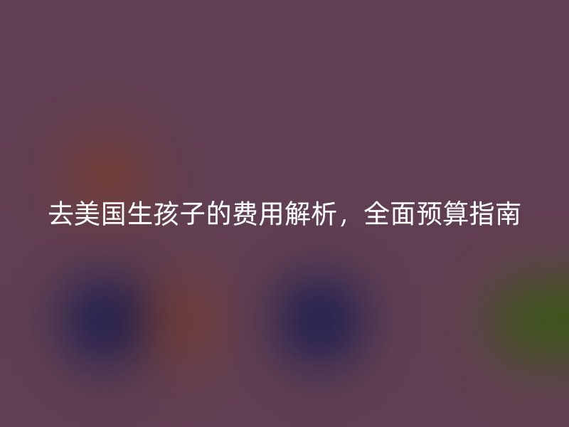 去美国生孩子的费用解析，全面预算指南