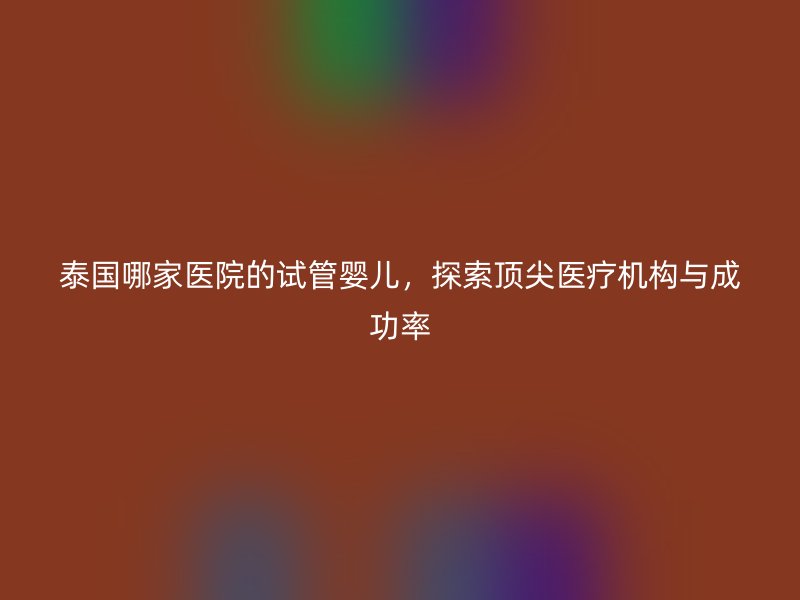 泰国哪家医院的试管婴儿，探索顶尖医疗机构与成功率