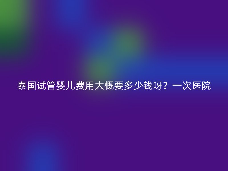 泰国试管婴儿费用大概要多少钱呀？一次医院