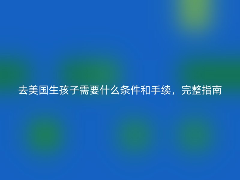 去美国生孩子需要什么条件和手续，完整指南
