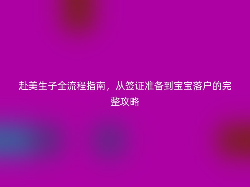 赴美生子全流程指南,从签证准备到宝宝落户的完整攻略