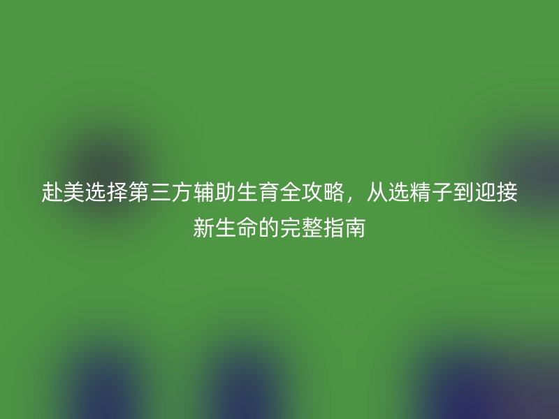 赴美选择第三方辅助生育全攻略,从选精子到迎接新生命的完整指南