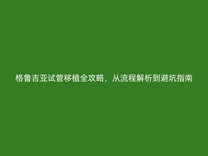 格鲁吉亚试管移植全攻略，从流程解析到避坑指南