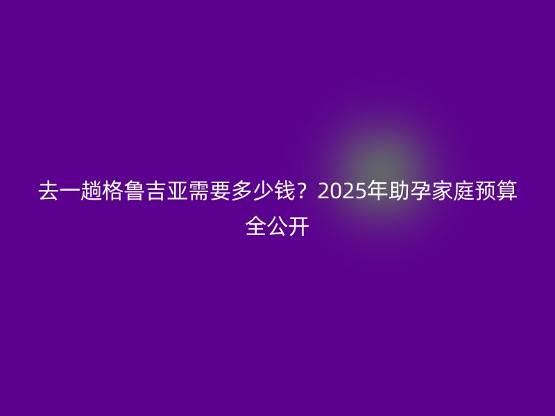 去一趟格鲁吉亚需要多少钱？2025年助孕家庭预算全公开