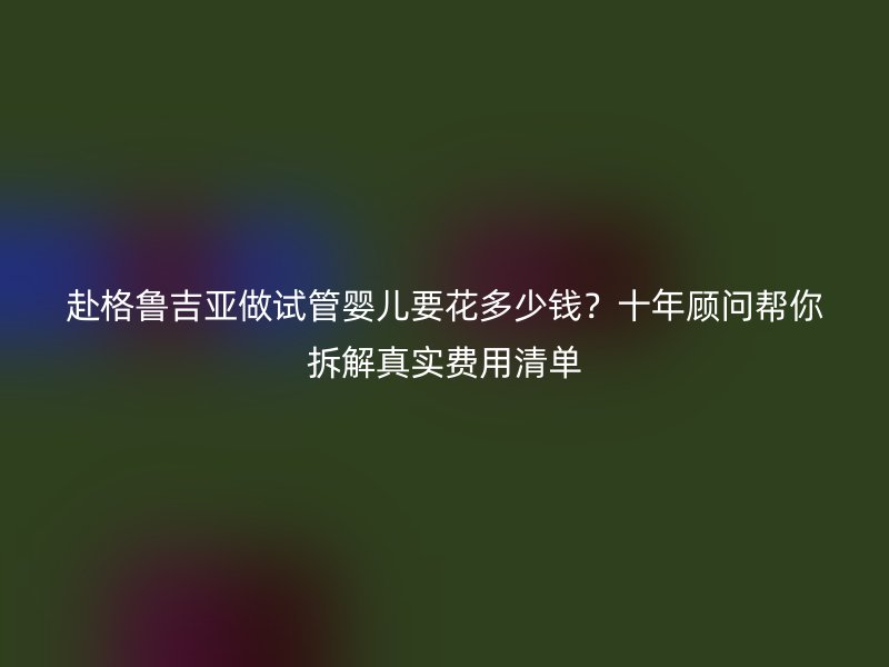 赴格鲁吉亚做试管婴儿要花多少钱？十年顾问帮你拆解真实费用清单