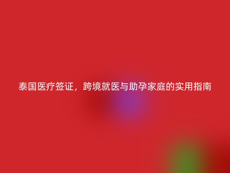泰国医疗签证，跨境就医与助孕家庭的实用指南