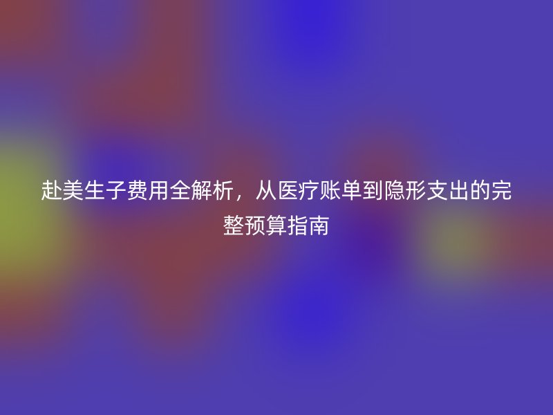 赴美生子费用全解析,从医疗账单到隐形支出的完整预算指南