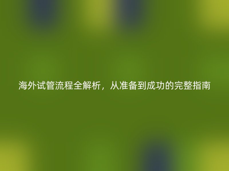 海外试管流程全解析,从准备到成功的完整指南