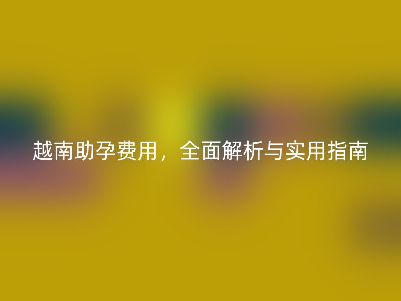 越南助孕费用,全面解析与实用指南