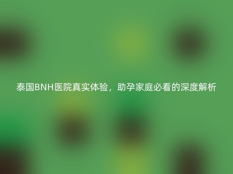 泰国BNH医院真实体验,助孕家庭必看的深度解析