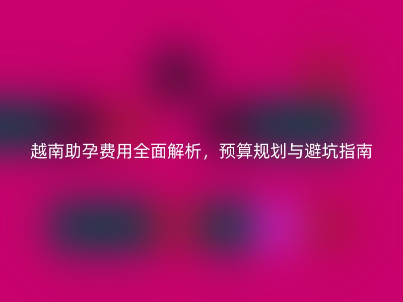 越南助孕费用全面解析,预算规划与避坑指南