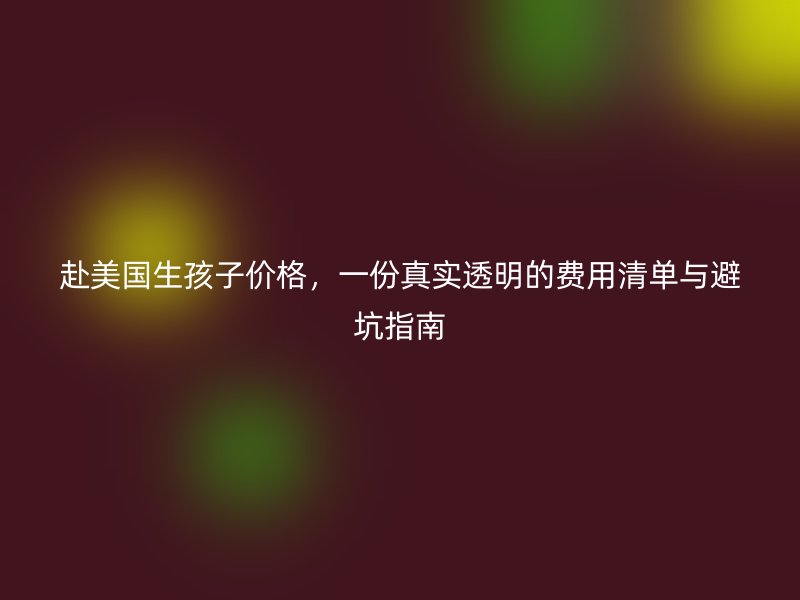 赴美国生孩子价格,一份真实透明的费用清单与避坑指南