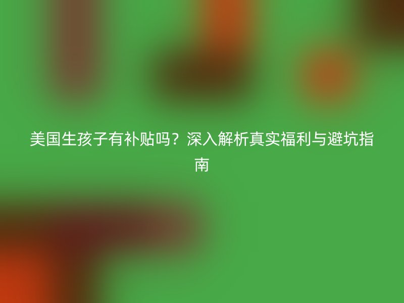 美国生孩子有补贴吗？深入解析真实福利与避坑指南